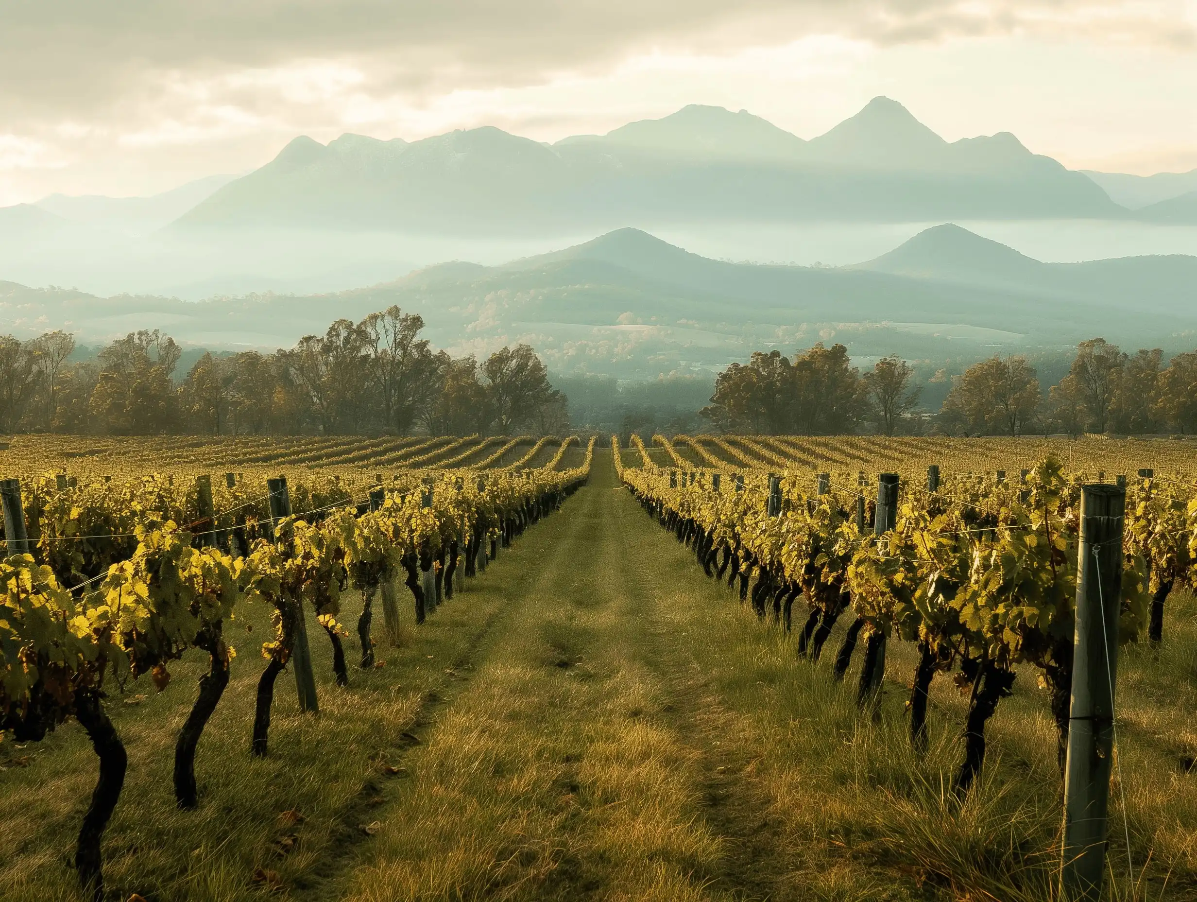 Weinberg im Morgenlicht